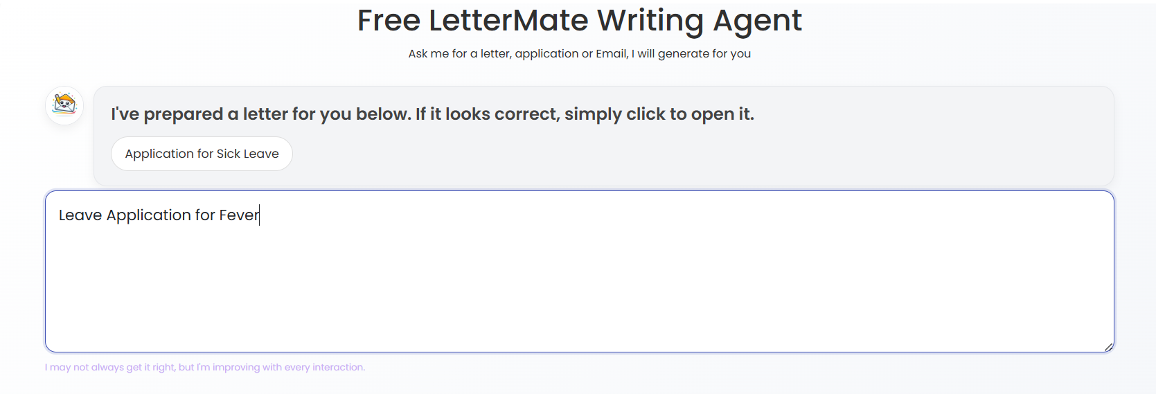 LetterMate Email or Letter Generator