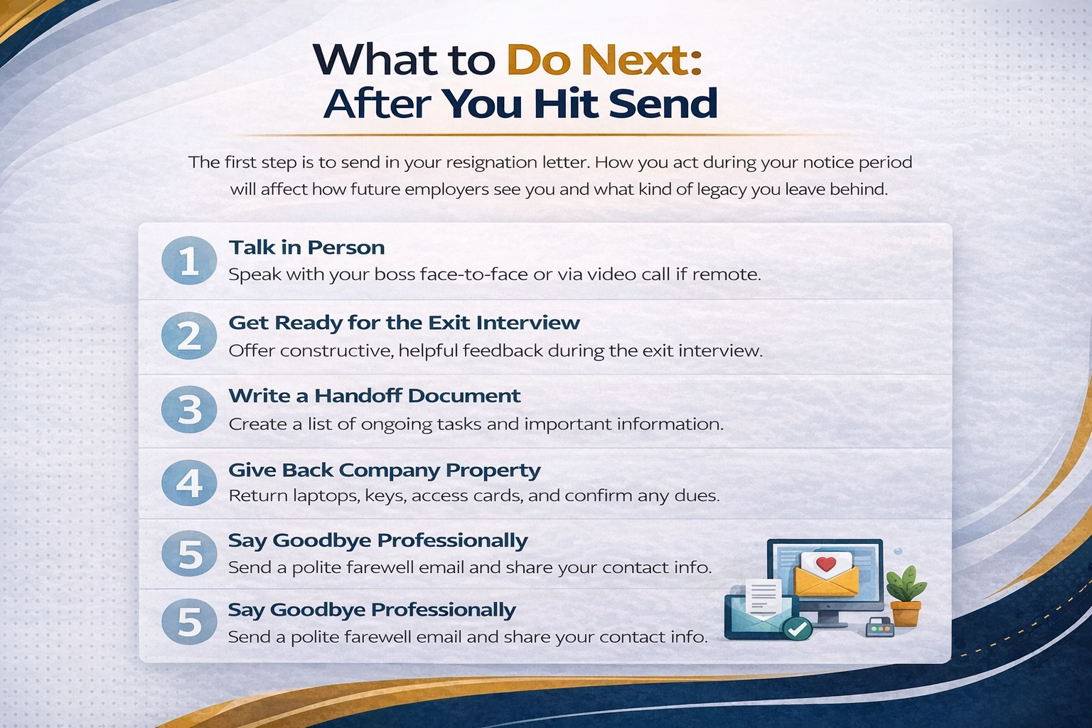 What to Do Next: After You Hit Send - Resignation letter