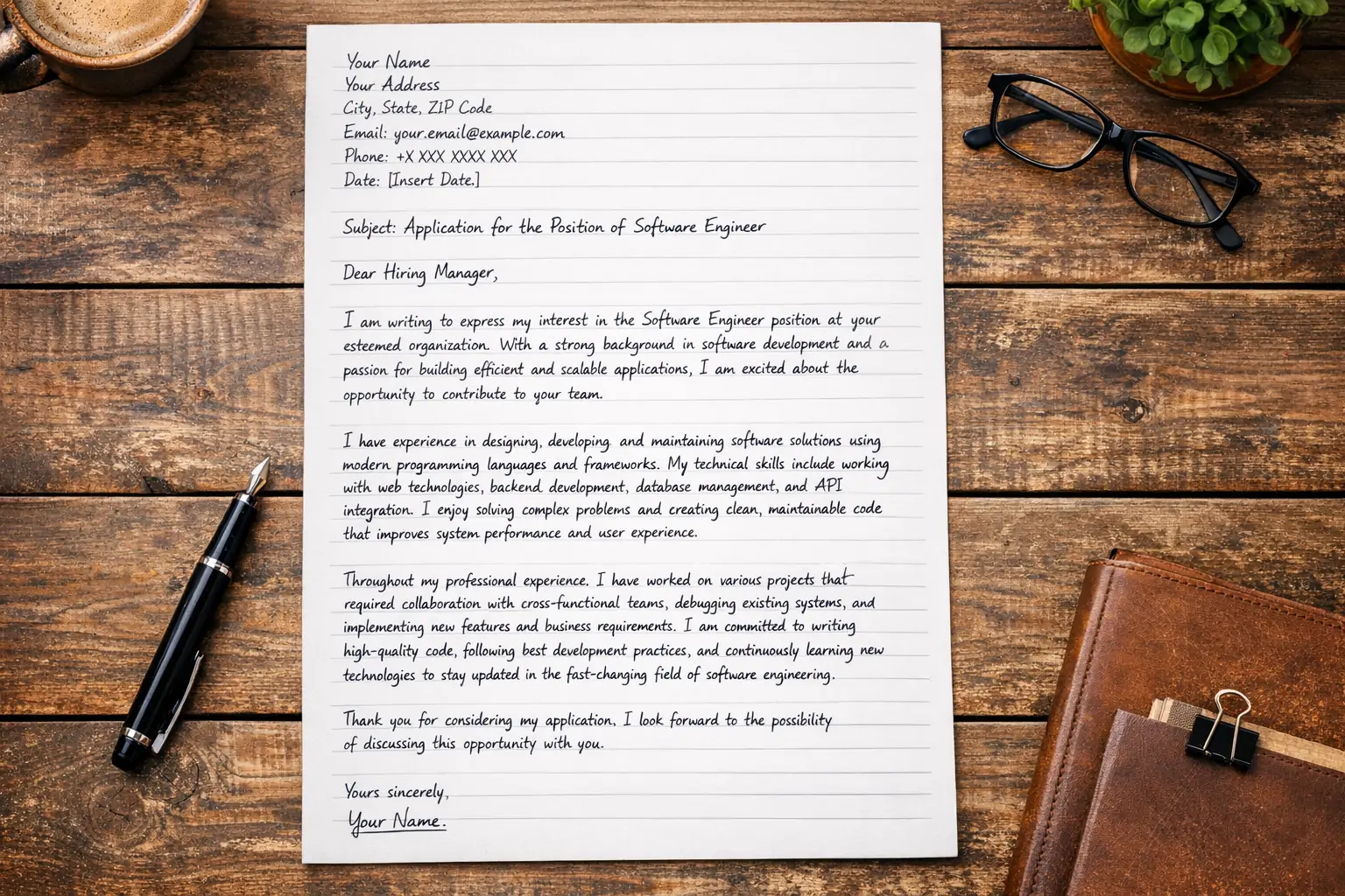 A Software Engineer's Handwritten Cover Letter