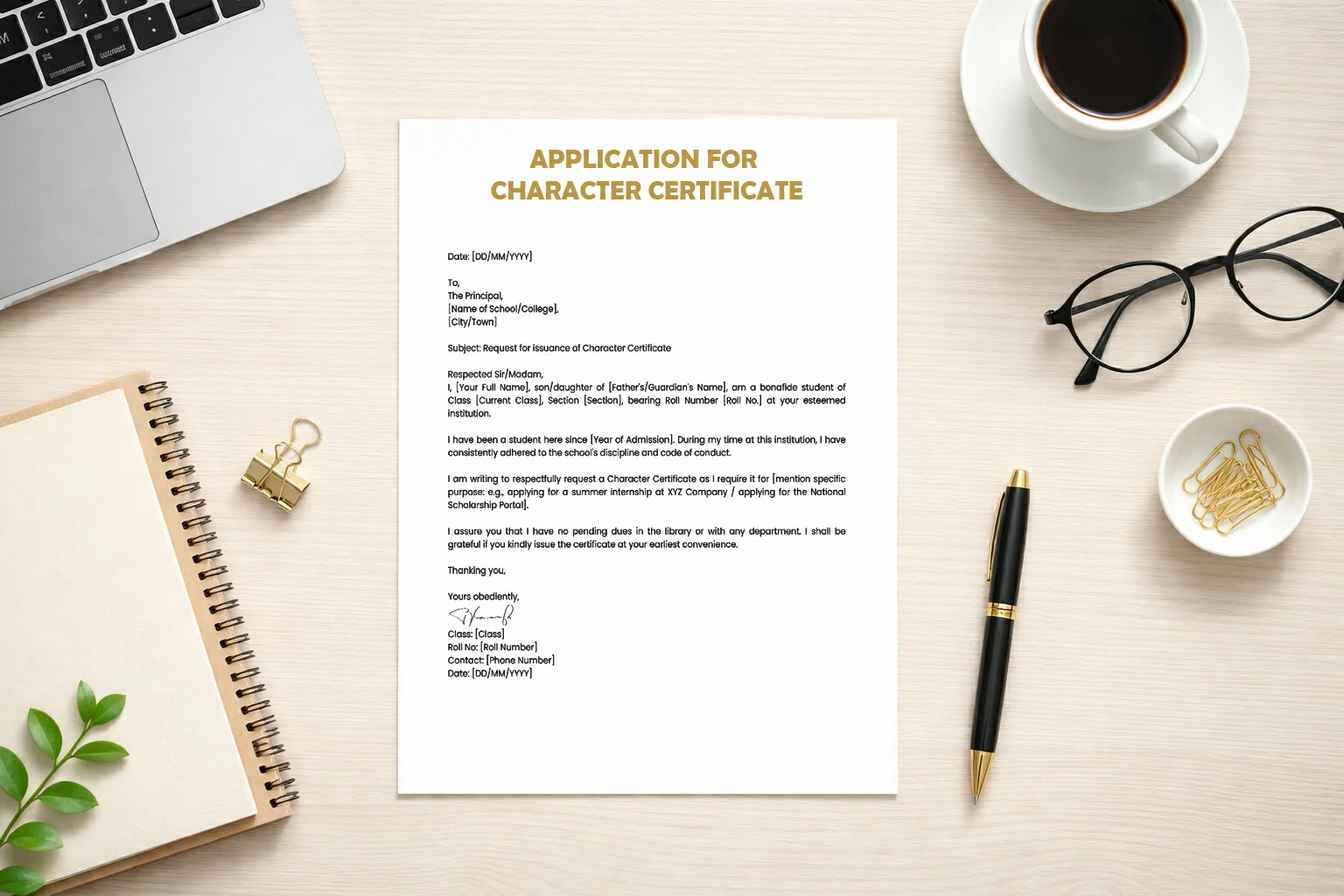 Application for Character Certifcate (Student)