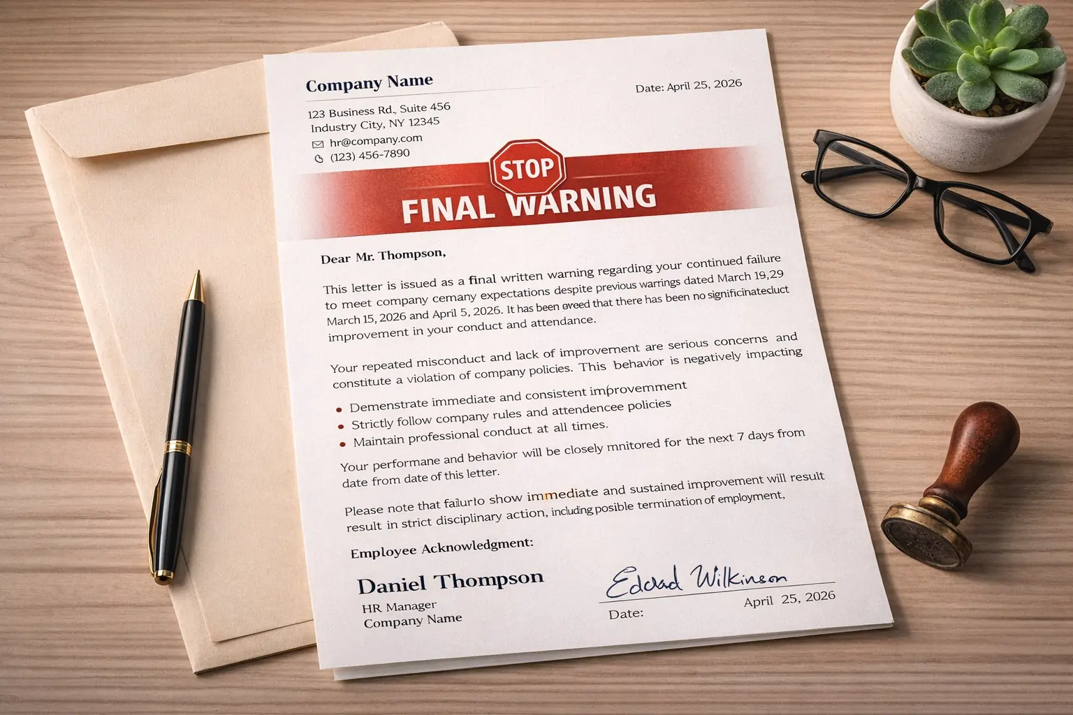 A Sample of Final Warning Letters