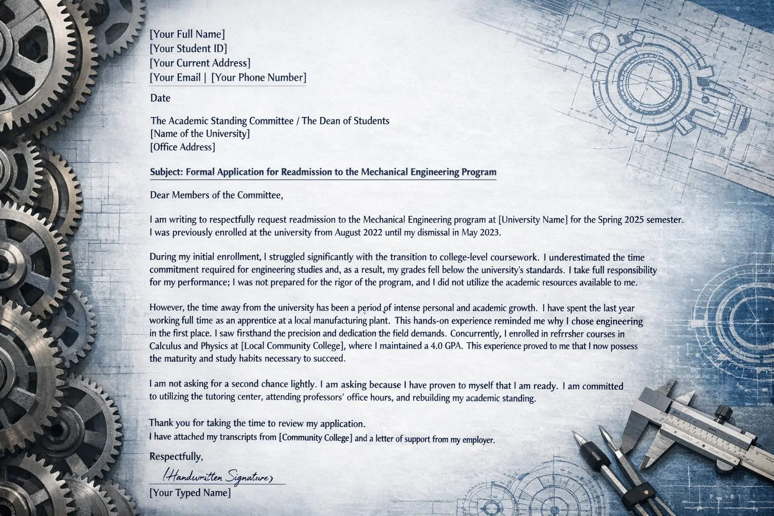 Example of a Readmission Letter