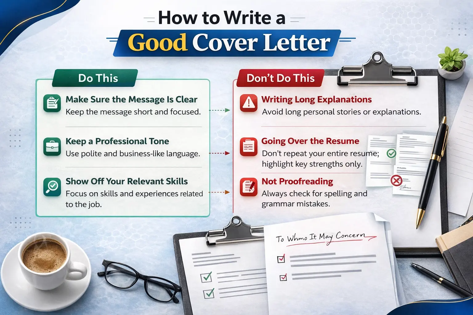 Write a good cover letter what should do or not